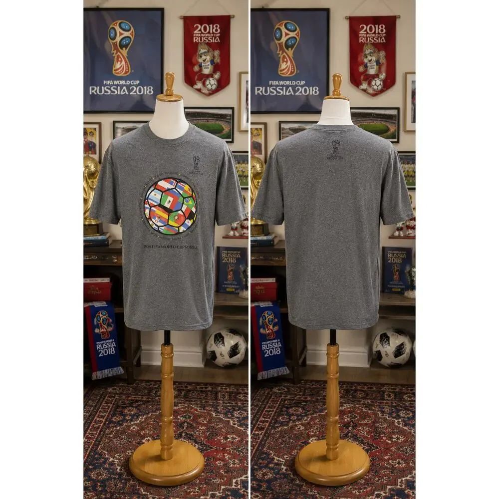 2018 FIFA World Cup Russia Graphic Soccer Tee Gray Men’s Shirt